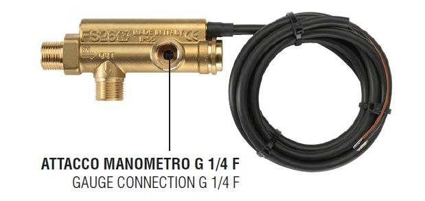 Выключатель потока FS 26, 3/8"М-3/8"М-1/4F, 2 л/мин (с отверстием под манометр)
