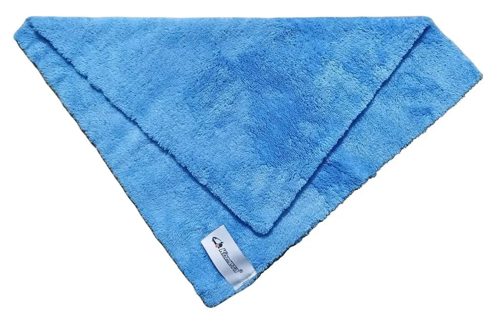 Микрофибра, махровая, голубая 40х40, 450 gsm, с логотипом, в упаковке(140 короб)
